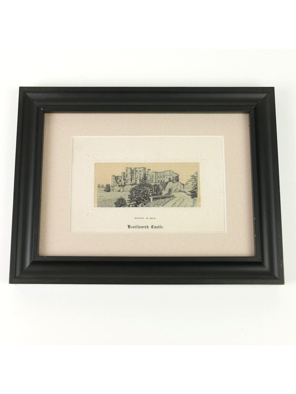 Antique Stevengraph Woven Silk Postcard Kenilworth Castle Steven Thomas Framed